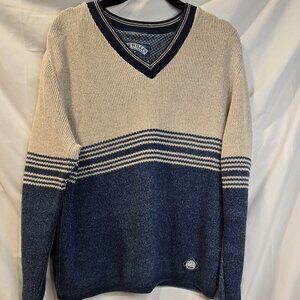 Blue Willie's Sweater Strips Blue & Beige Size Medium Denmark Cotton